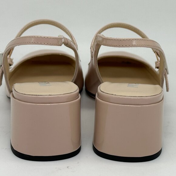 PRADA Decolette Logo Patent Leather Slingback Mary Jane Pumps Heel Sandals - Picture 11 of 15